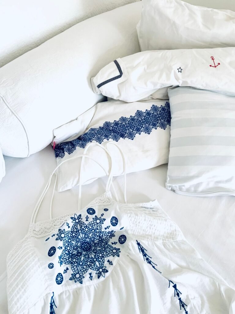 Embroidered bedding and home textiles